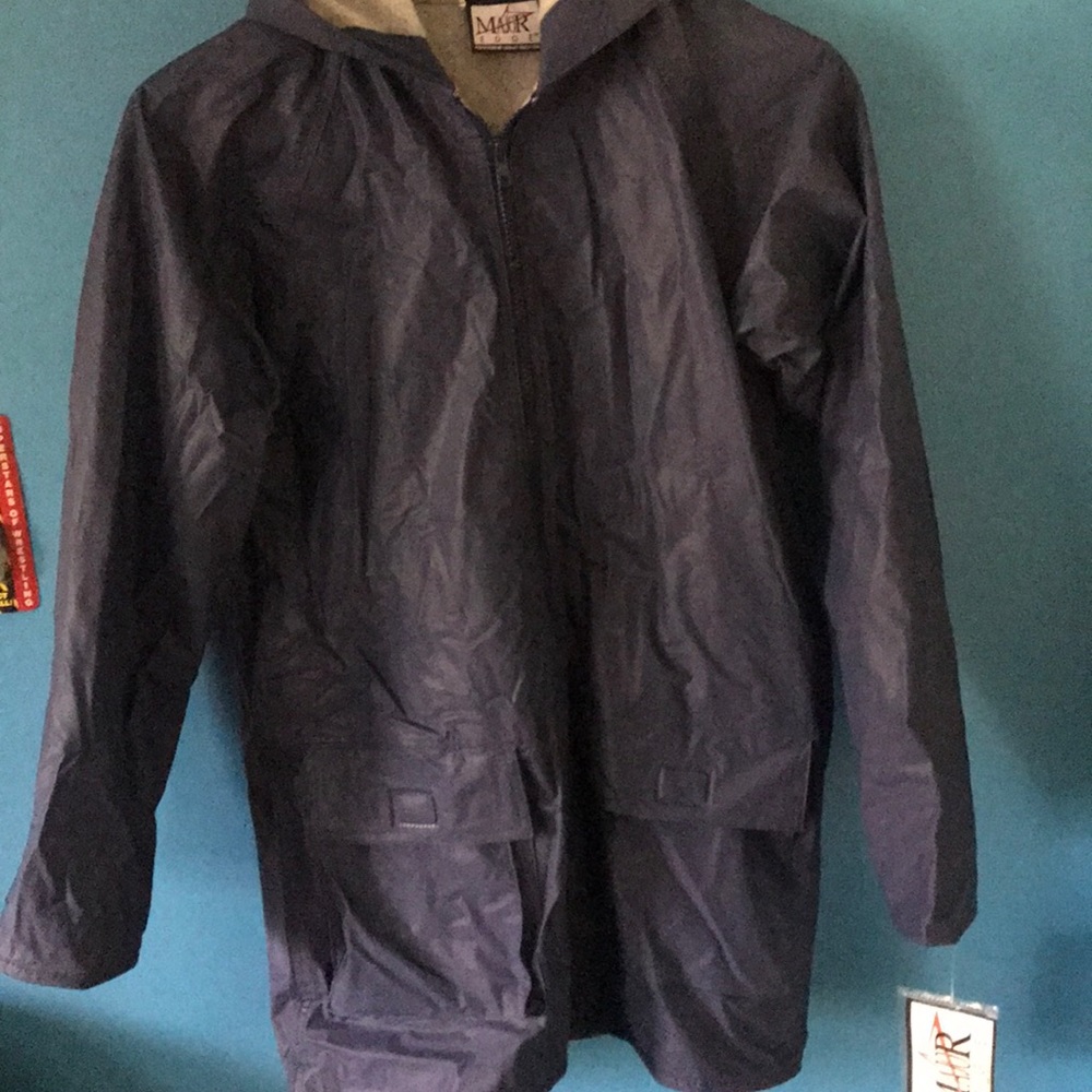blue rain coat